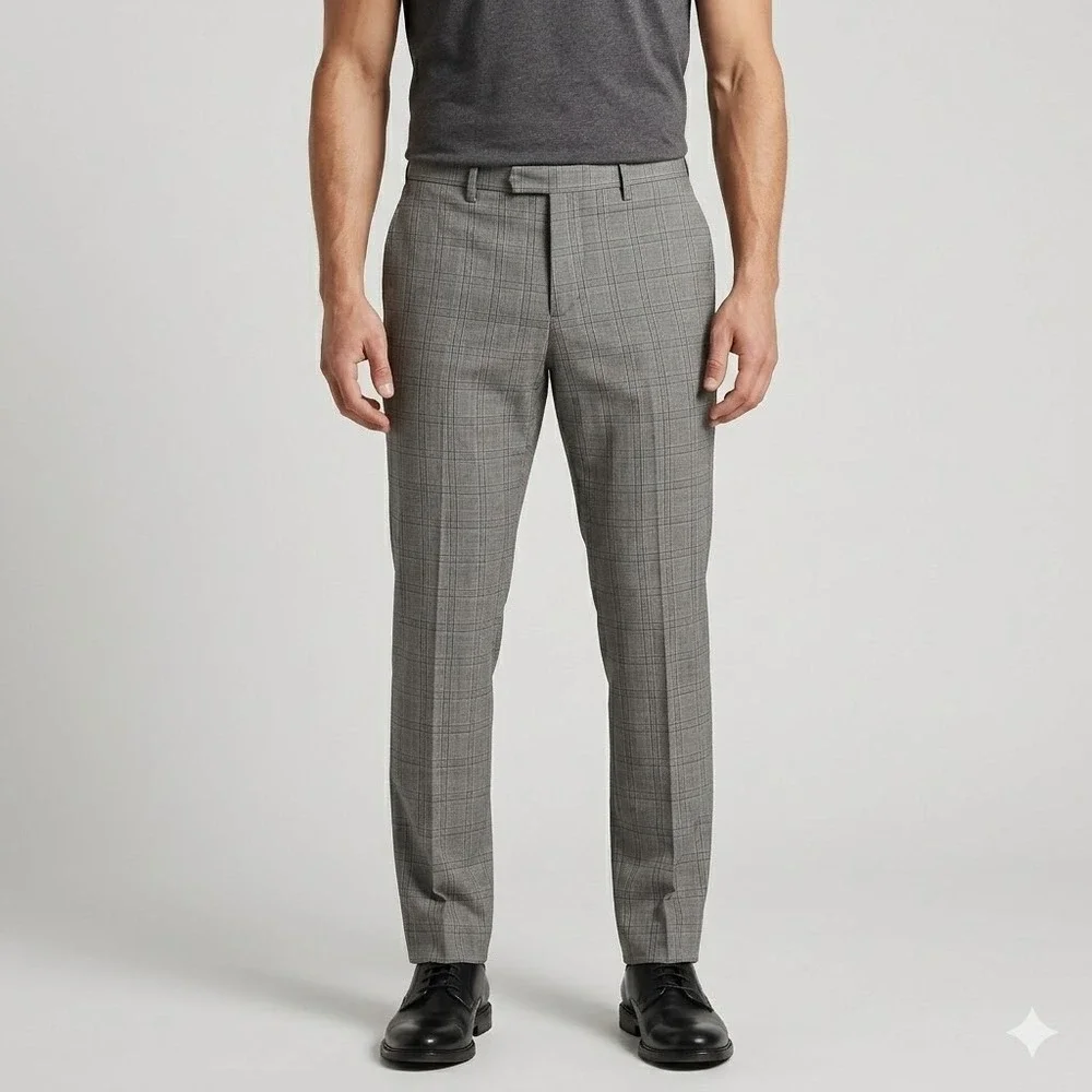 Banana Republic Pants Mens 35 Tailored Slim Fit‎ Grey Plaid Dress